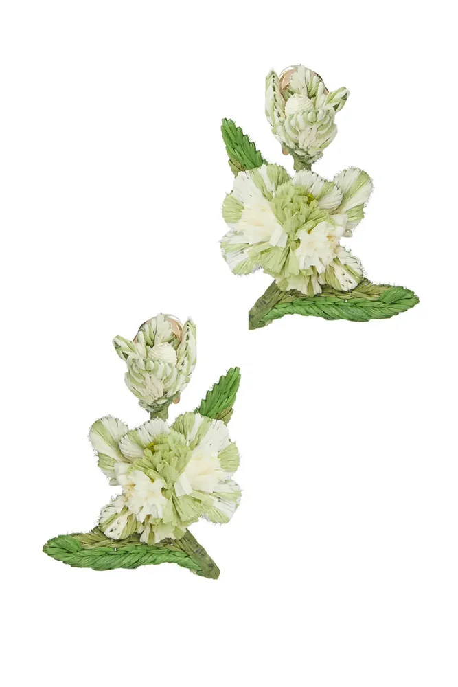 Oscar de la Renta Raffia Flower Earrings