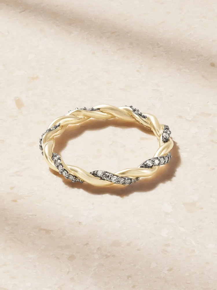 Antique Finish 14-karat gold diamond ring