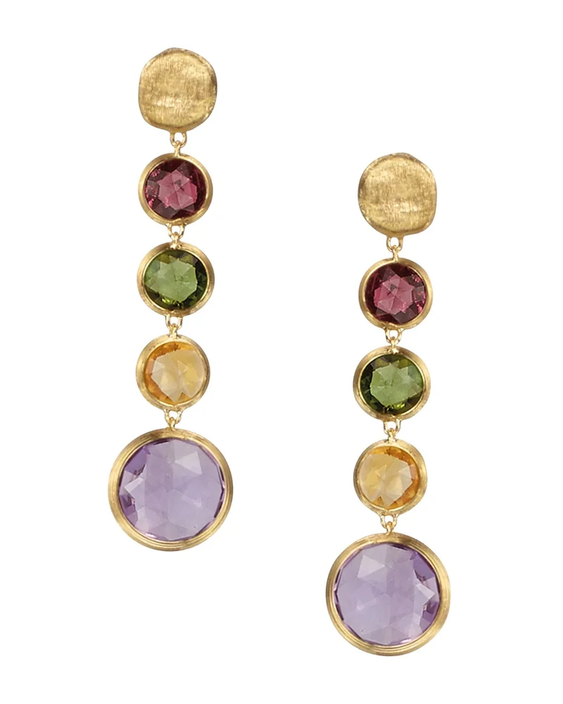 Jaipur 18 K Yellow Gold And Multi-Stone Drop Earrings