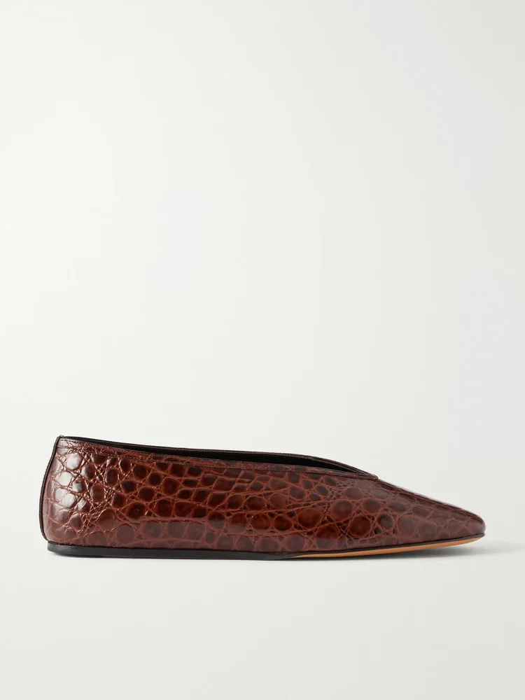 Luna croc-effect leather flats