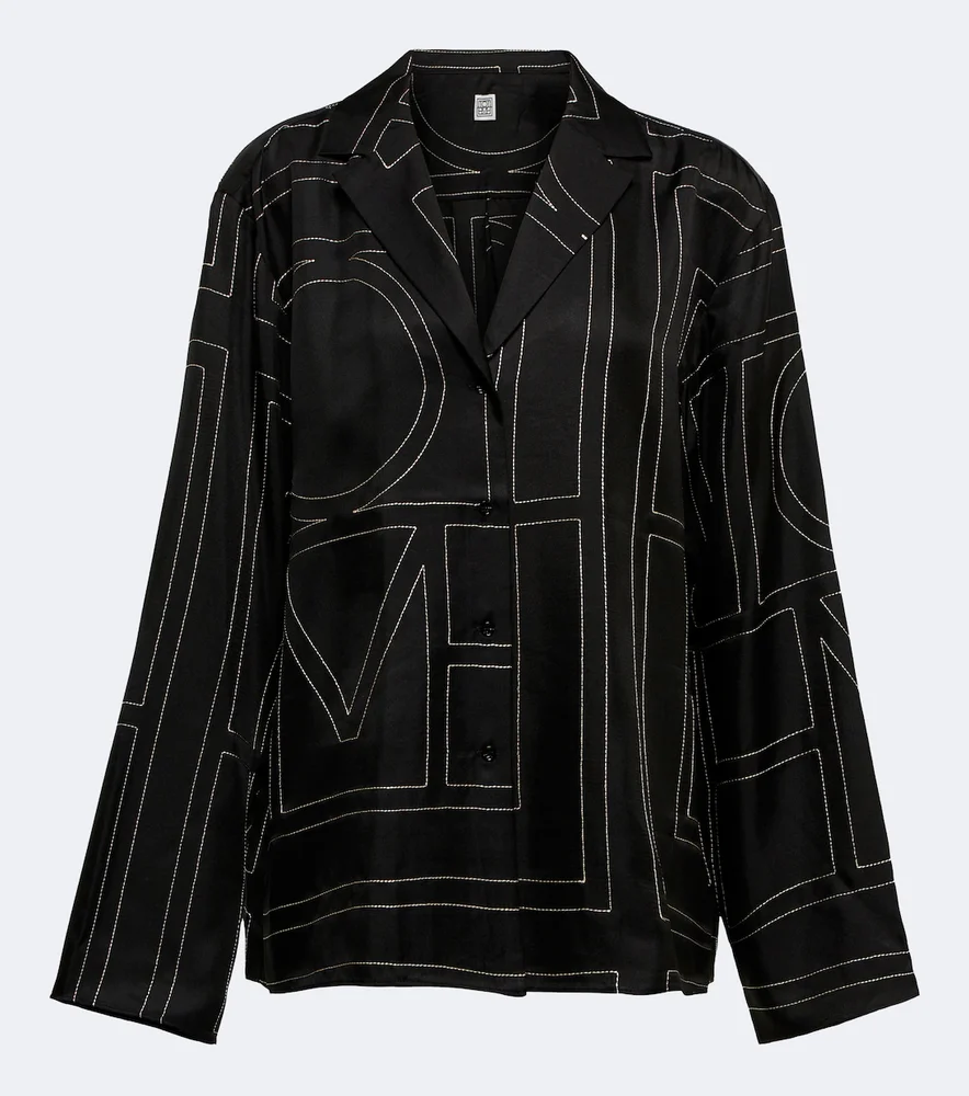 Logo-embroidered silk shirt