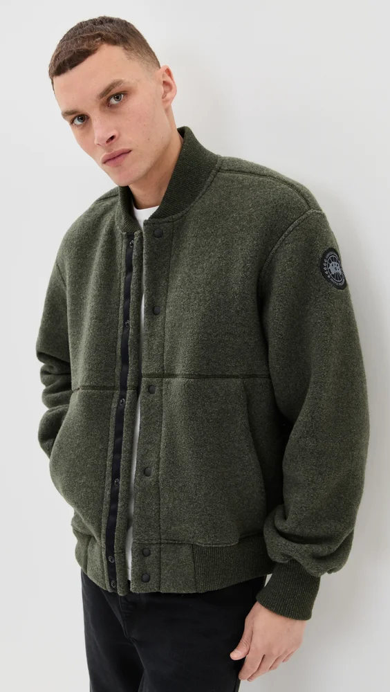 Hudson Black Disc Fleece Bomber (Dark Sage)