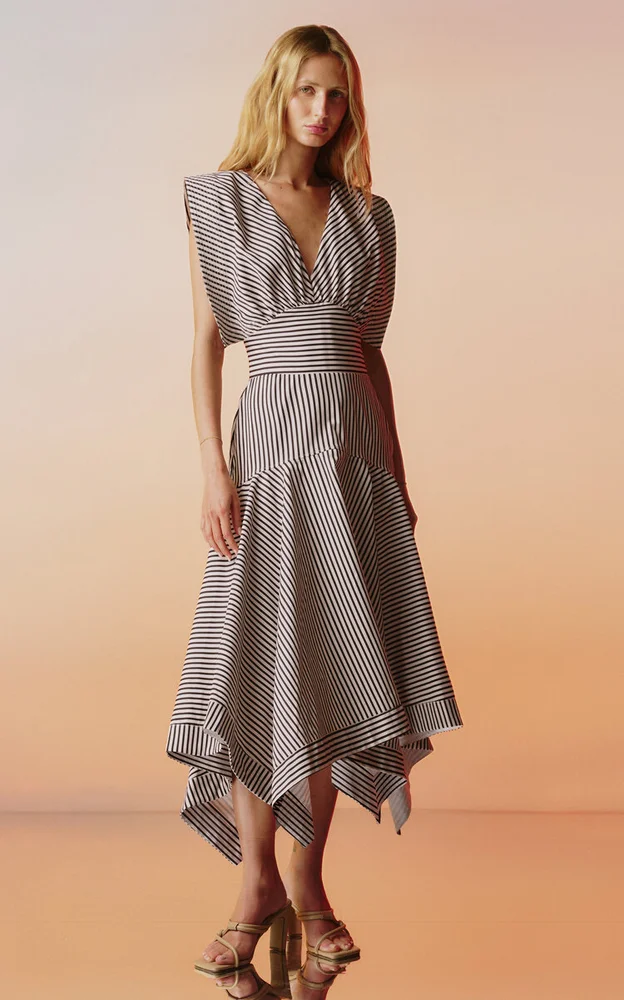 Gazelle Striped Stretch-Cotton Midi Dress