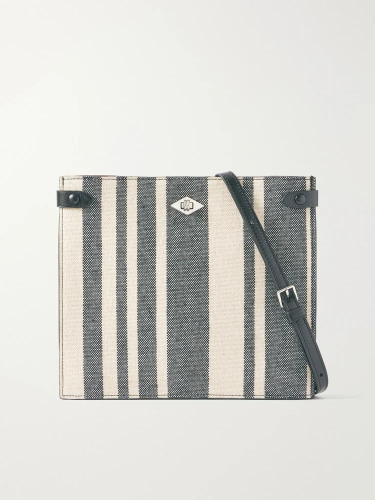 Stowaway striped canvas shoulder bag