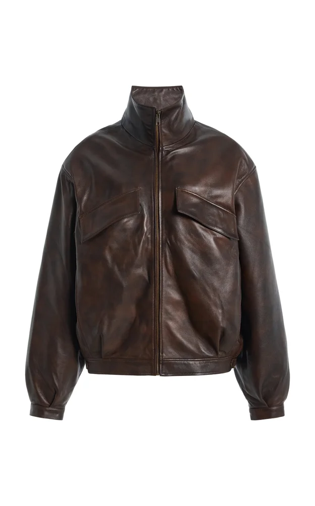 Exclusive Oversized Leather Bomber Jacket