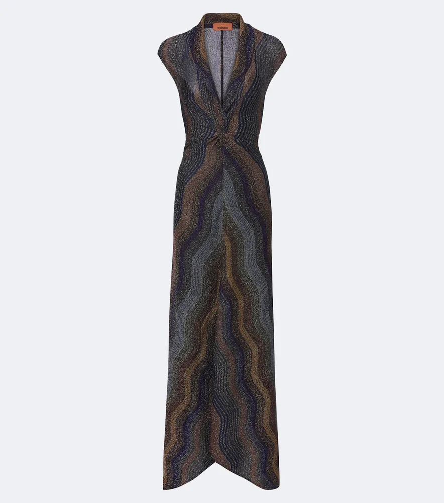 Knitted lamé maxi dress