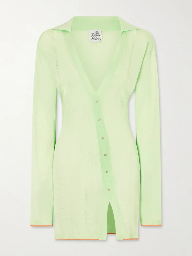 Lulo Guayabera stretch-knit mini dress