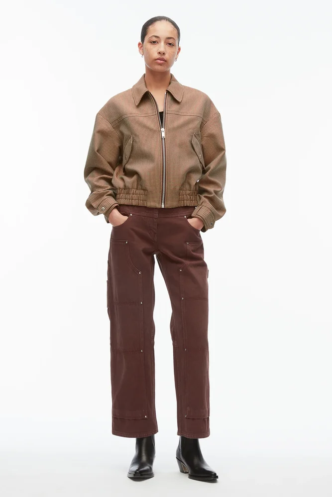 Houndtooth Tweed Harrington Jacket