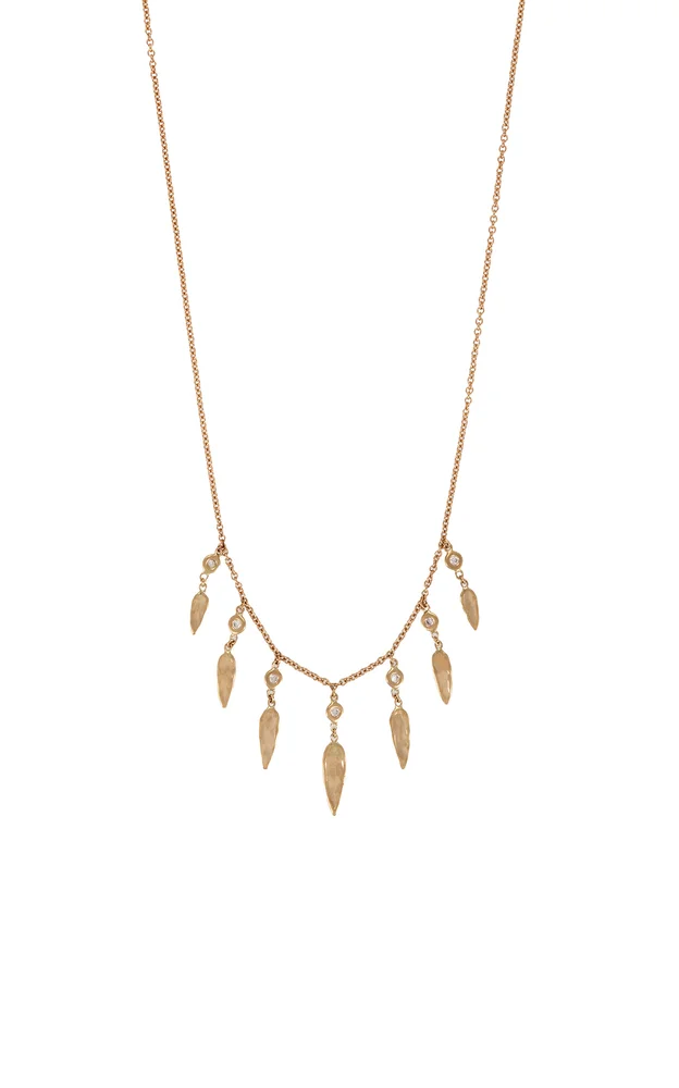 14k Yellow Gold 7 Dia Graduated Hammered Elongated Teardrop Shaker Necklace