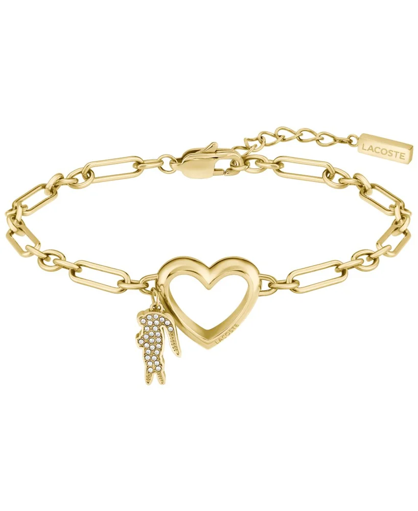 Elyse Gold-Tone Heart Bracelet with Crystal Pavé Crocodile