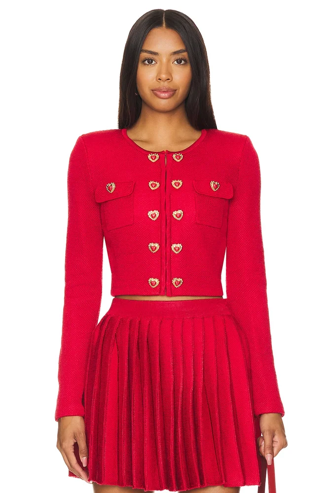 Knit Heart Buttoned Cardigan