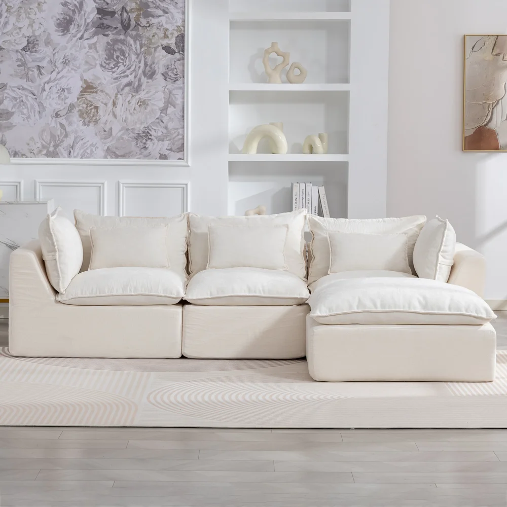103.15" Oversized Modular Cloud Sofa With Ottoman