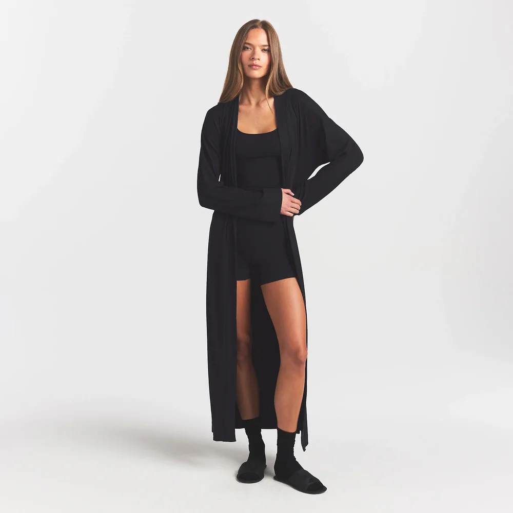Soft Lounge Long Robe - Onyx