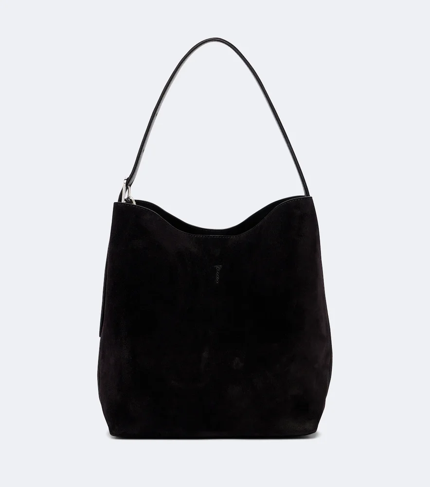 Belted suede tote bag