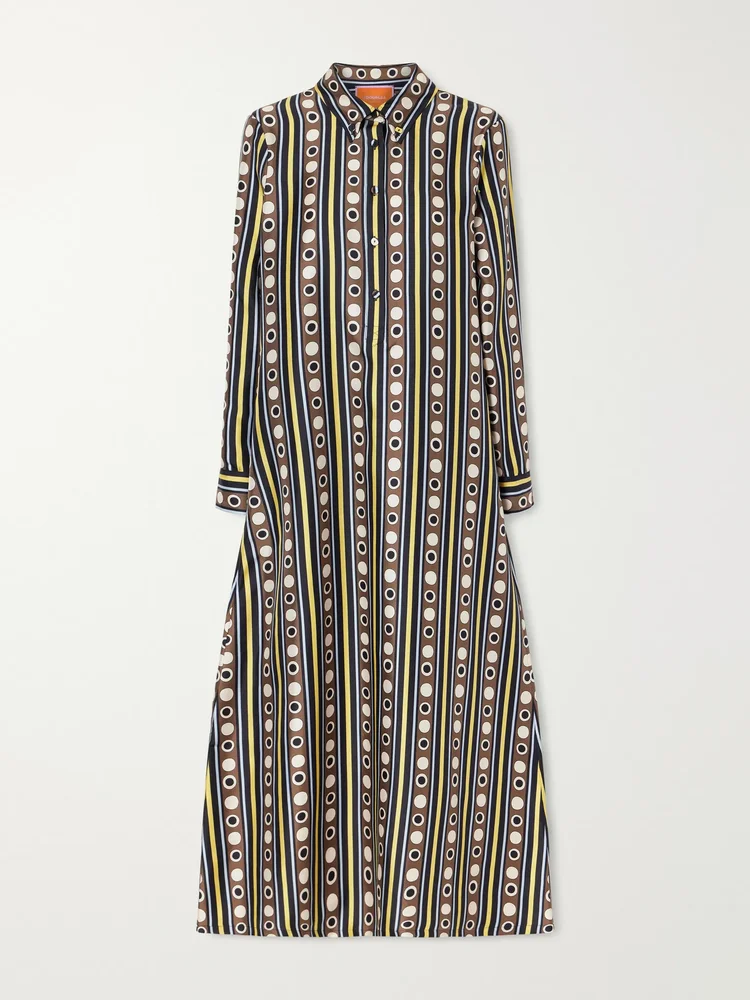 Chemise printed silk-twill maxi dress