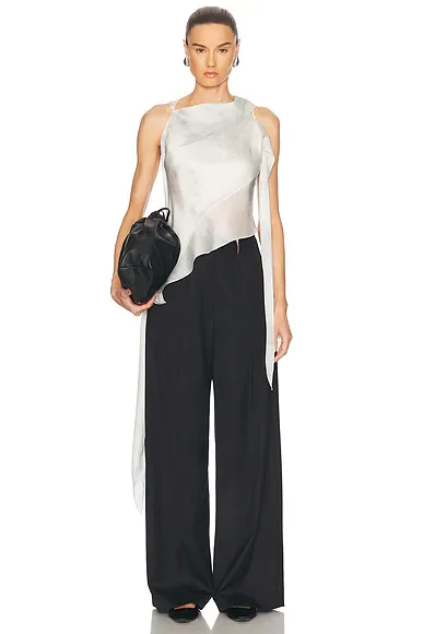 Silk Satin Chiffon Bias Scarf Top