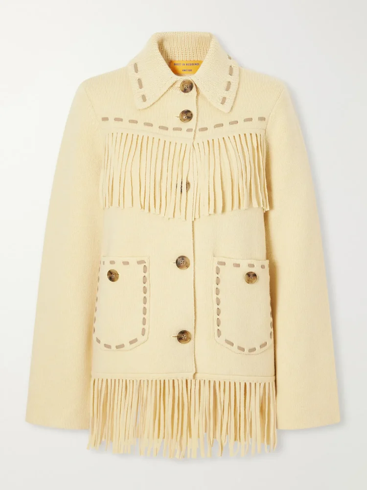 Western fringed wool-blend jacket
