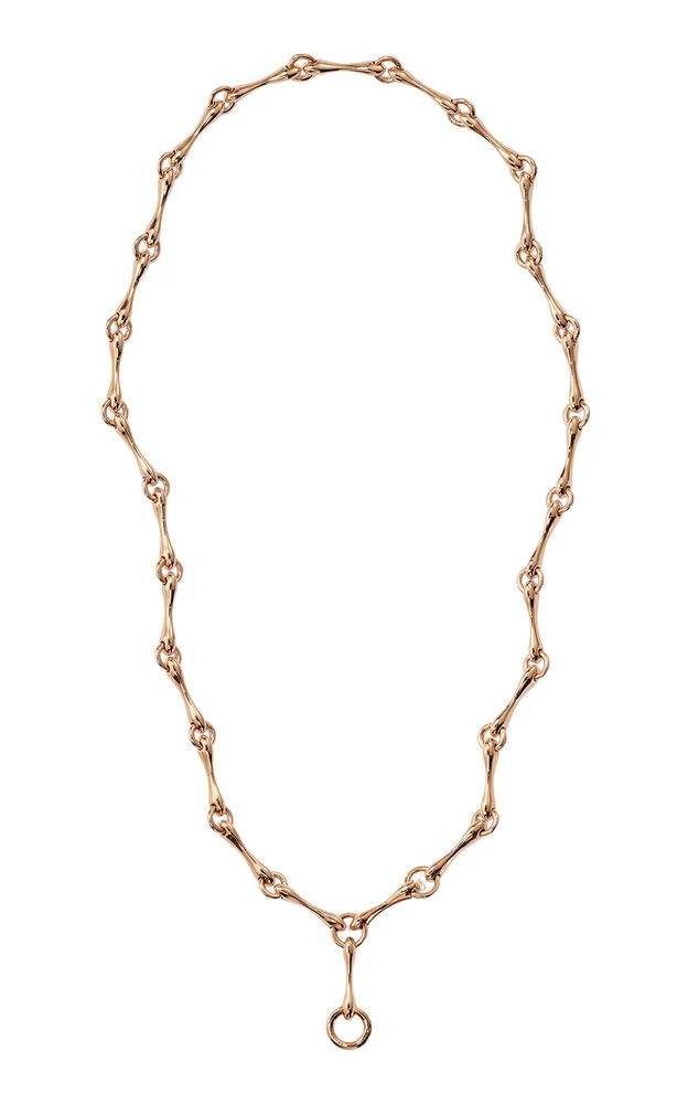 Long Baton 20k Rose Gold Solid Gold Necklace