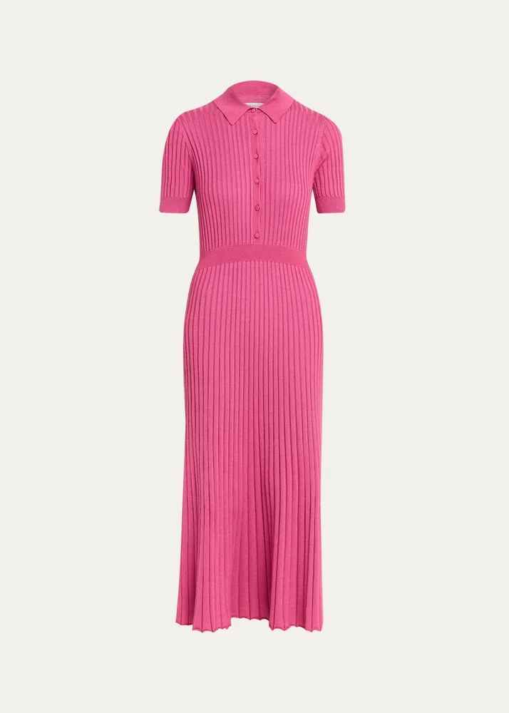 Amor Rib Knit Cashmere-Silk Midi Dress
