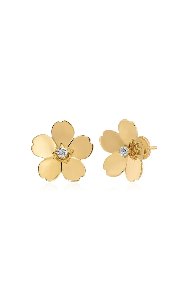 Jumbo Cherry Blossom 14K Yellow Gold Earrings