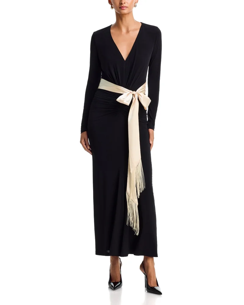 Satin Sash Ruched Maxi Dress - Exclusive