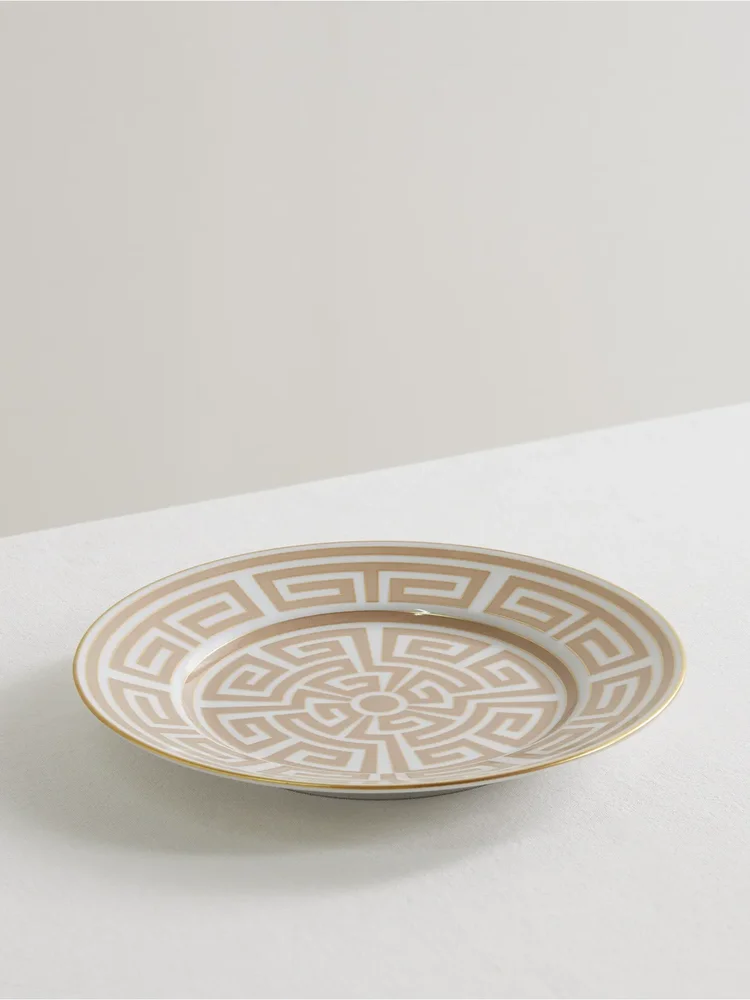 Labrinto gold-plated porcelain dessert plate