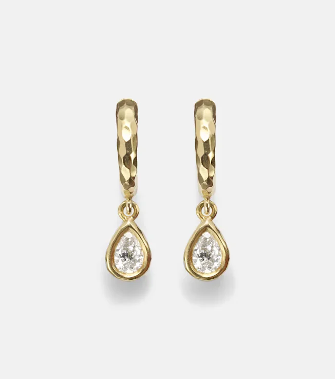 Hidden Gem 18kt gold huggie earrings with diamonds