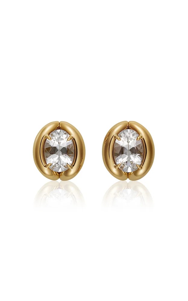 18K Yellow Gold Axis Rock Crystal Earrings