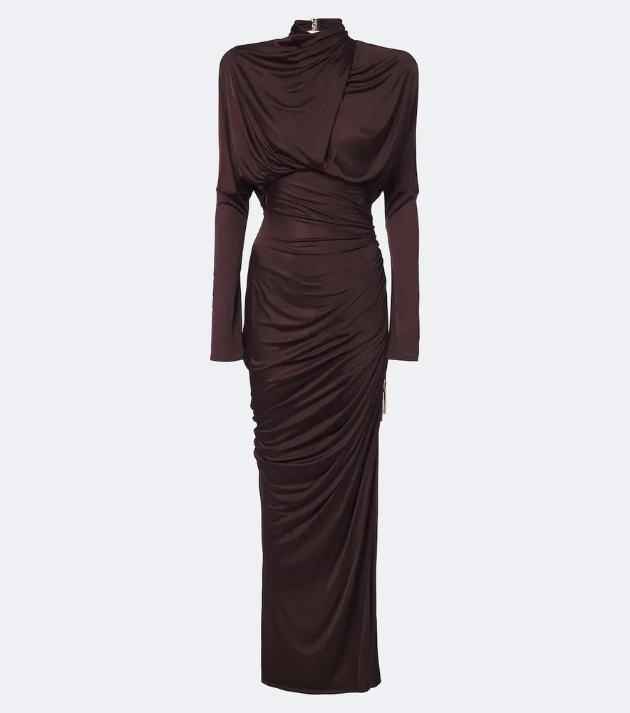 Draped jersey maxi dress