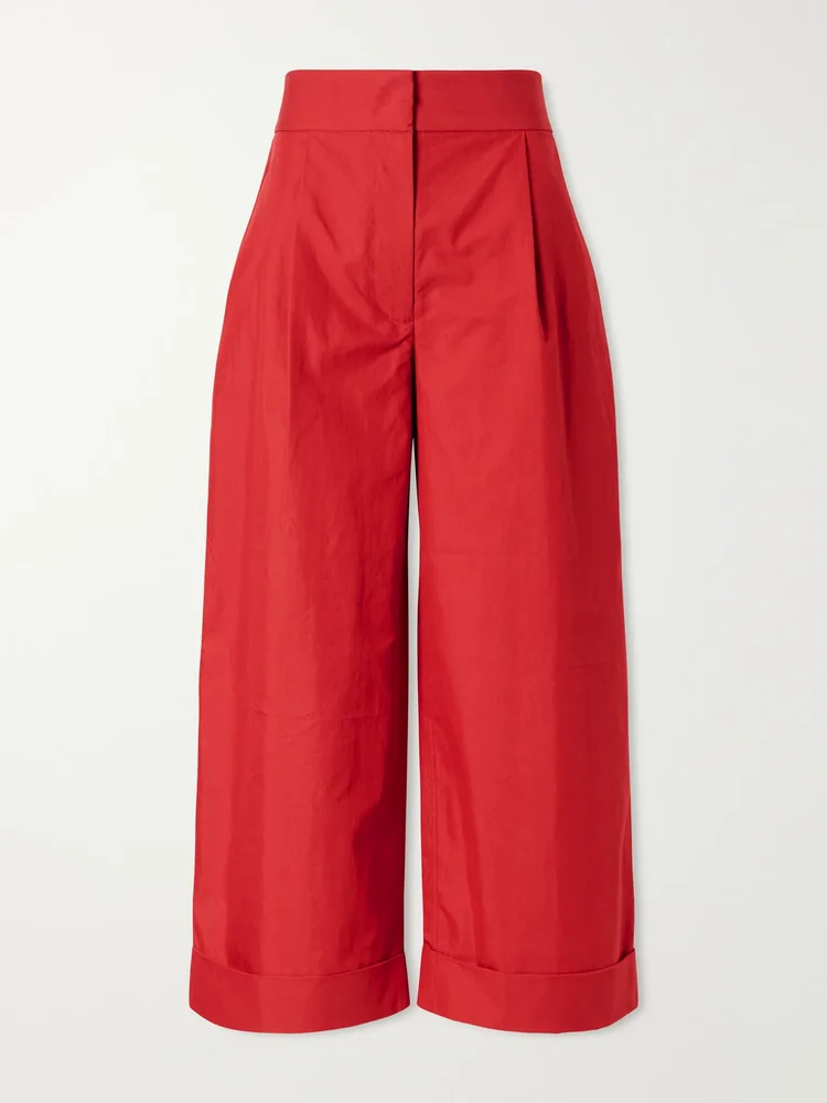 Talla cotton-blend wide-leg pants