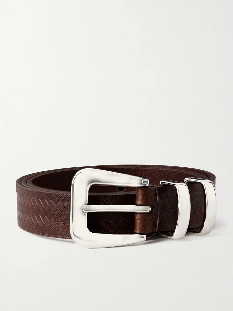 2cm Croc-Effect Leather Belt