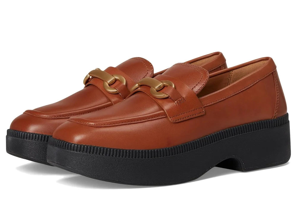F-Luma Chunky-Snaffle Leather Demi-Wedge Loafers