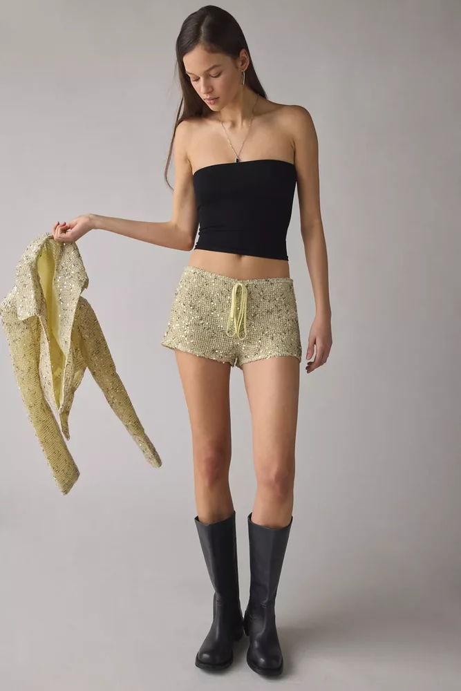 Slick Sequin Micro Shorts