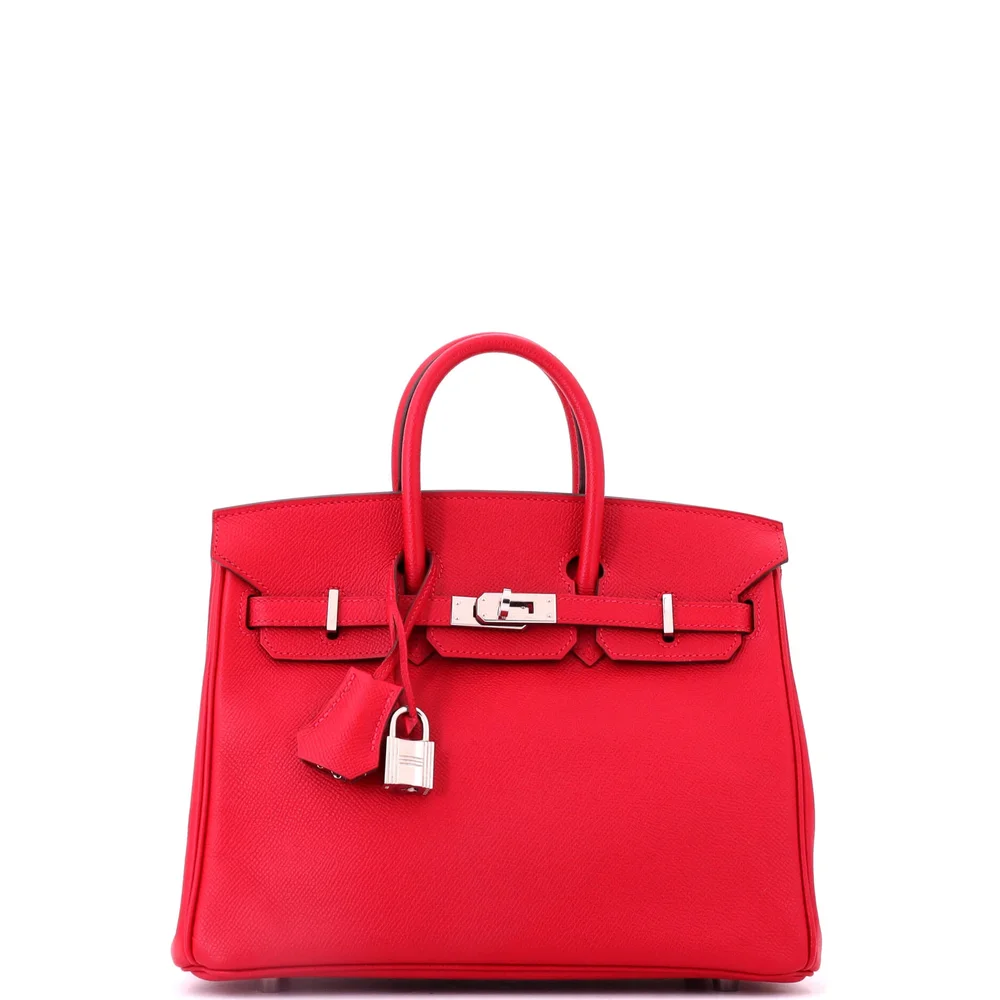 Epsom Birkin 25 in Rouge Casaque