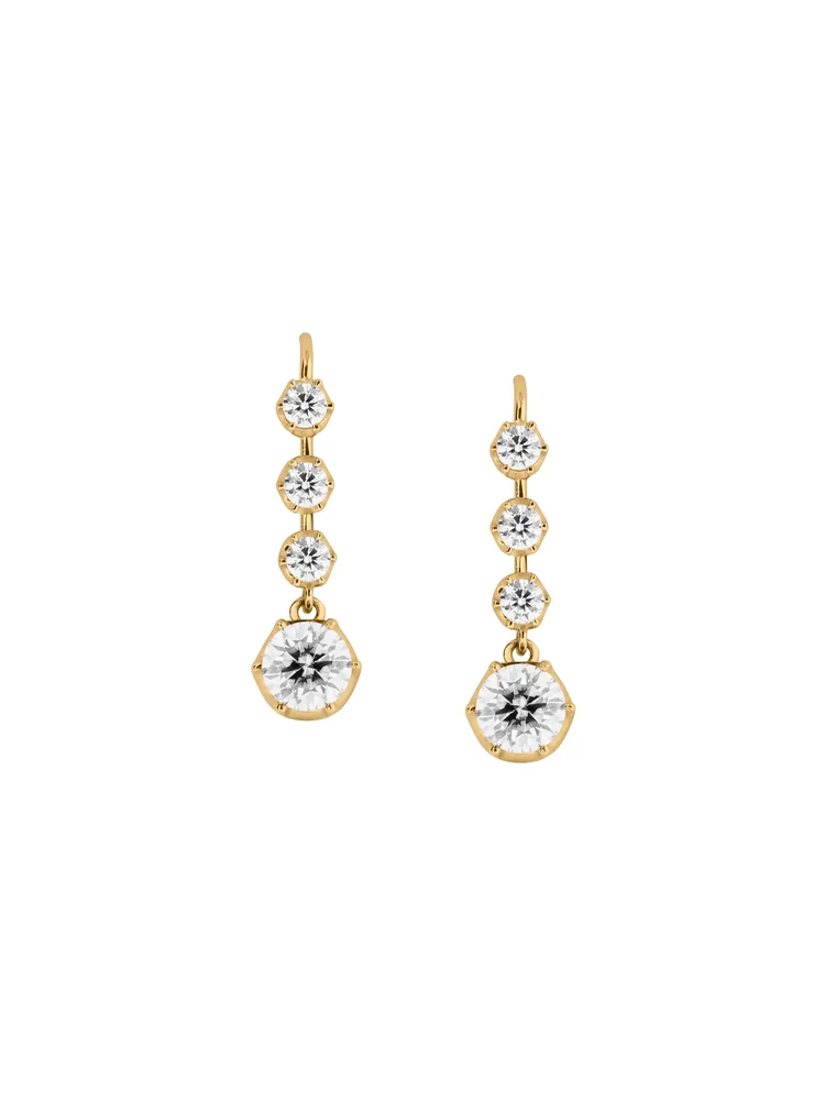 Henrietta 4-Stone Drop Earrings in Moissanite, 18K Gold Vermeil