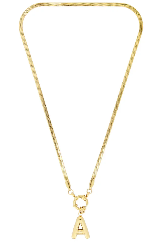 Bubble Initial Herringbone Necklace