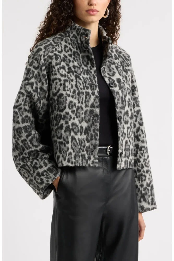 Animal Print Cropped Jacket