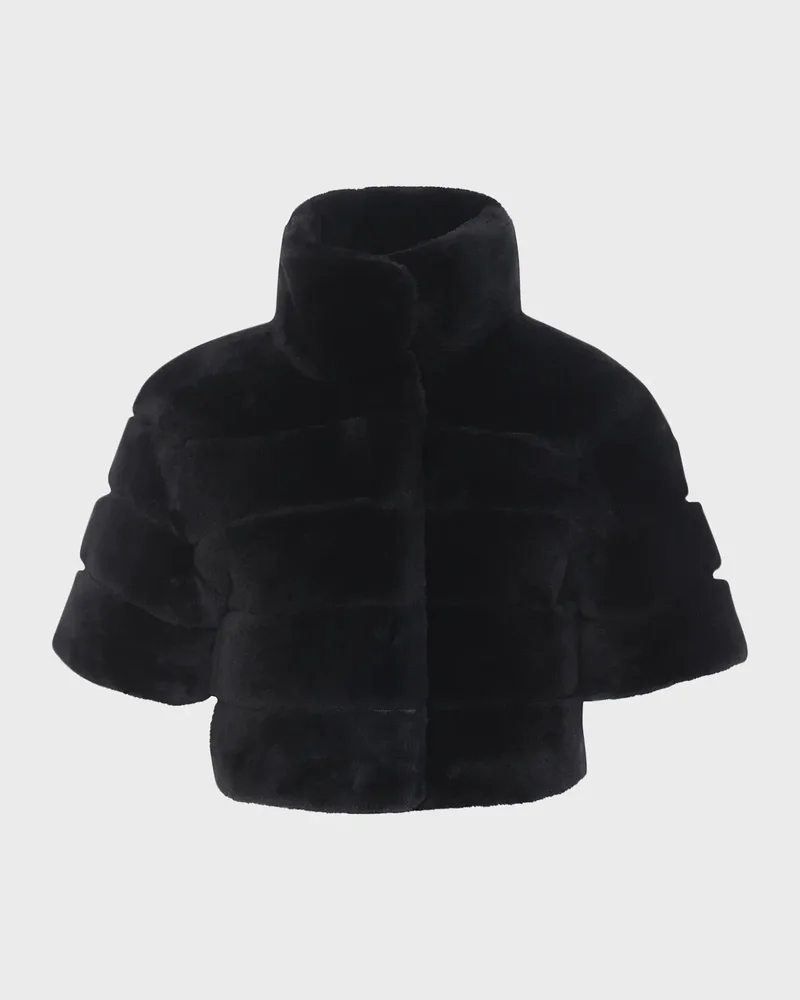 Reversible Lamb Shearling Bolero Jacket With Cropped Sleeves