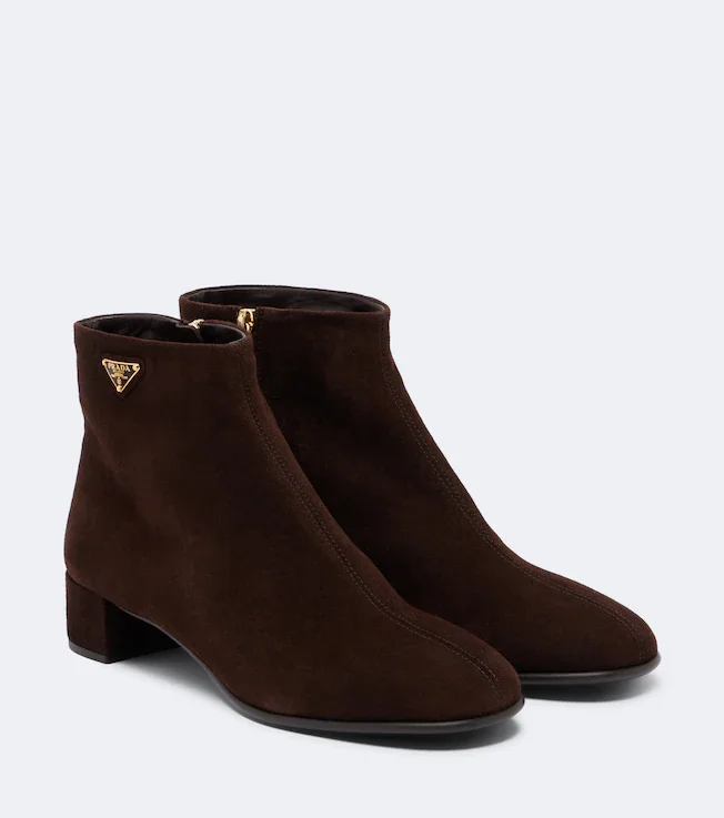 Logo suede ankle boots