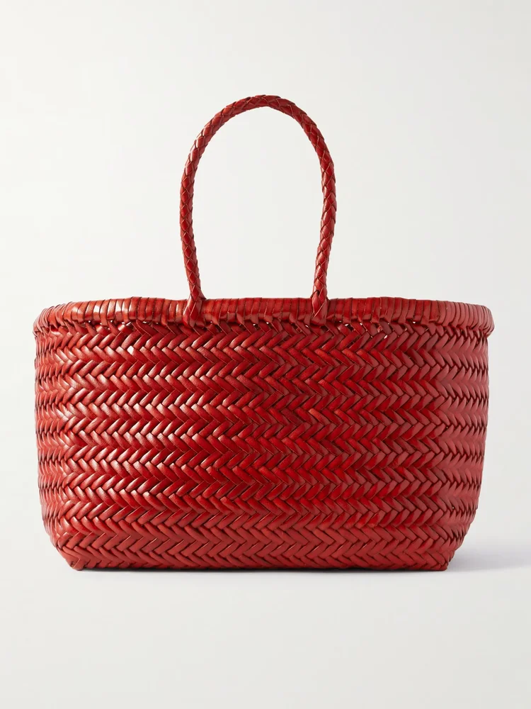 Bamboo Triple Jump small woven leather tote