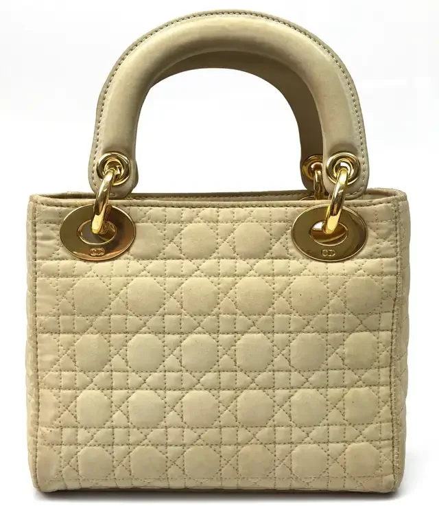CHRISTIAN DIOR Nude Fabric Small Lady Dior Handbag