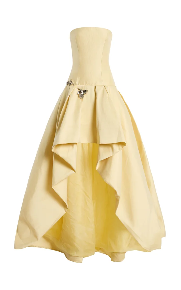Strapless High-Low Cotton-Blend Mikado Ball Gown