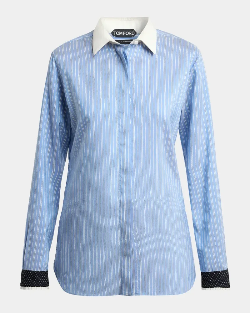 Striped Silk Button-Down Shirt