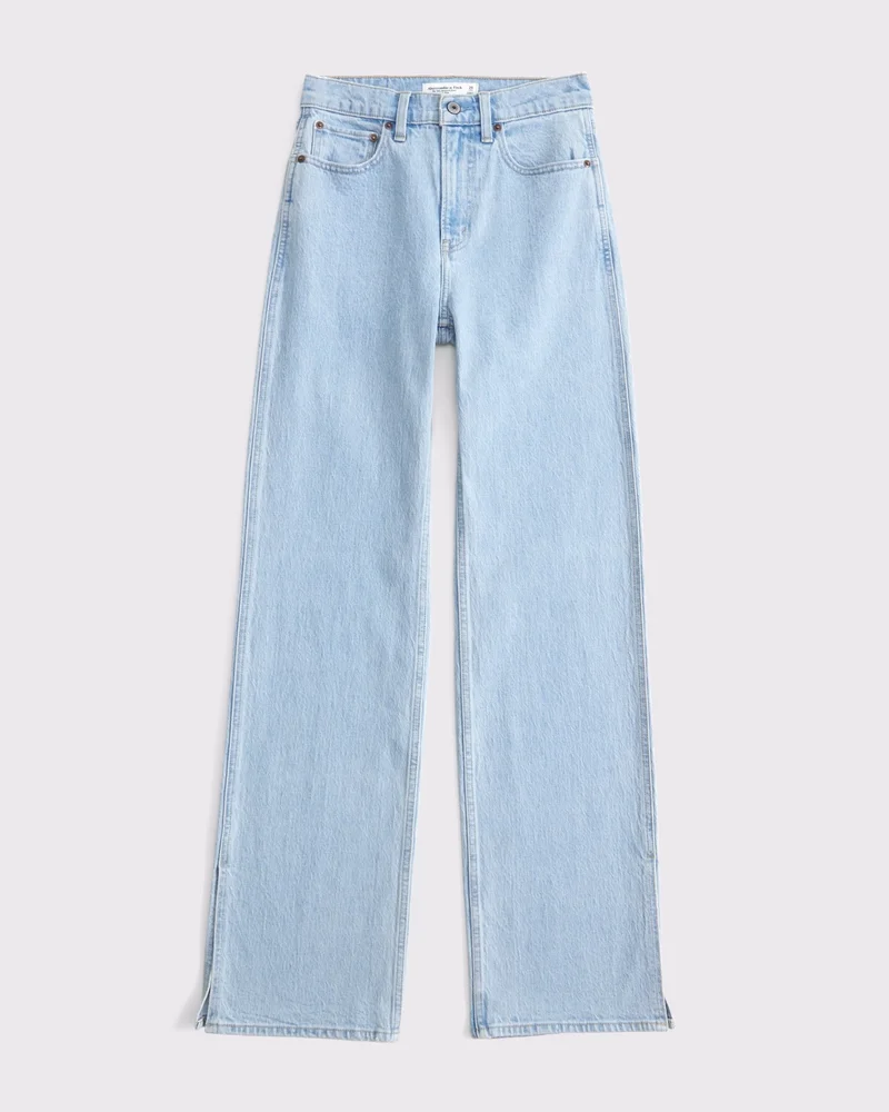 High Rise 90s Relaxed Split-Vent Hem Jean - Light Wash