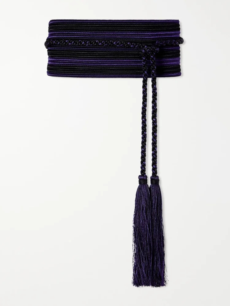 Vesper tasseled striped cord belt