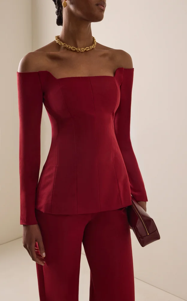 Stretch Cotton Off The Shoulder Top
