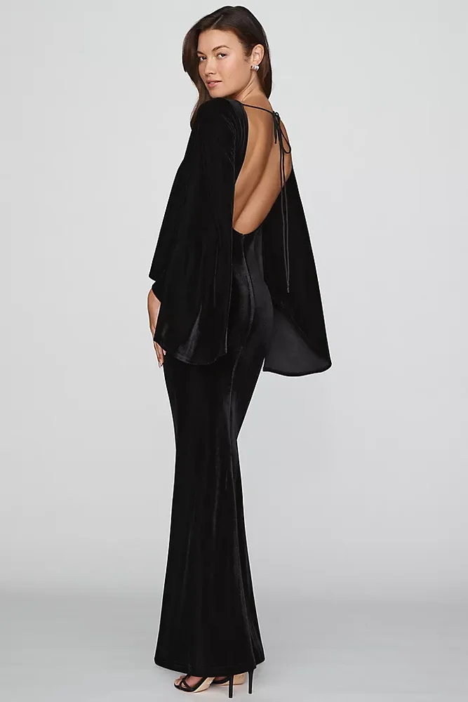 anthropologie Mare Mare Velvet Cape Sleeve Maxi Dress