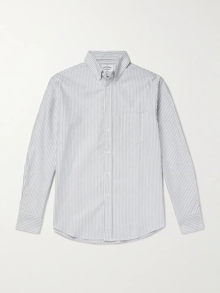 Belavista Button-Down Collar Pinstriped Cotton Oxford Shirt