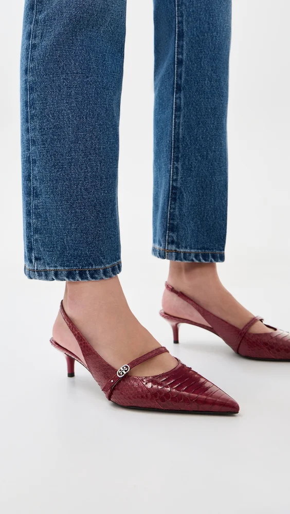 Double T Buckle Mary Jane Pumps - Dark Raspberry