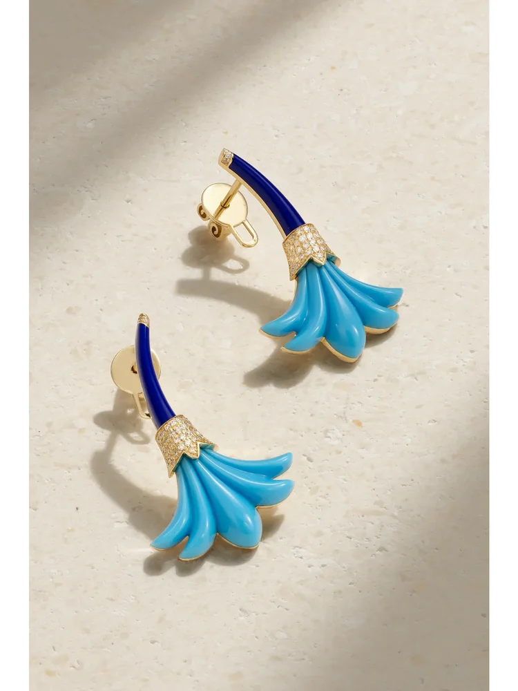 Big Flower 18-karat gold multi-stone earrings